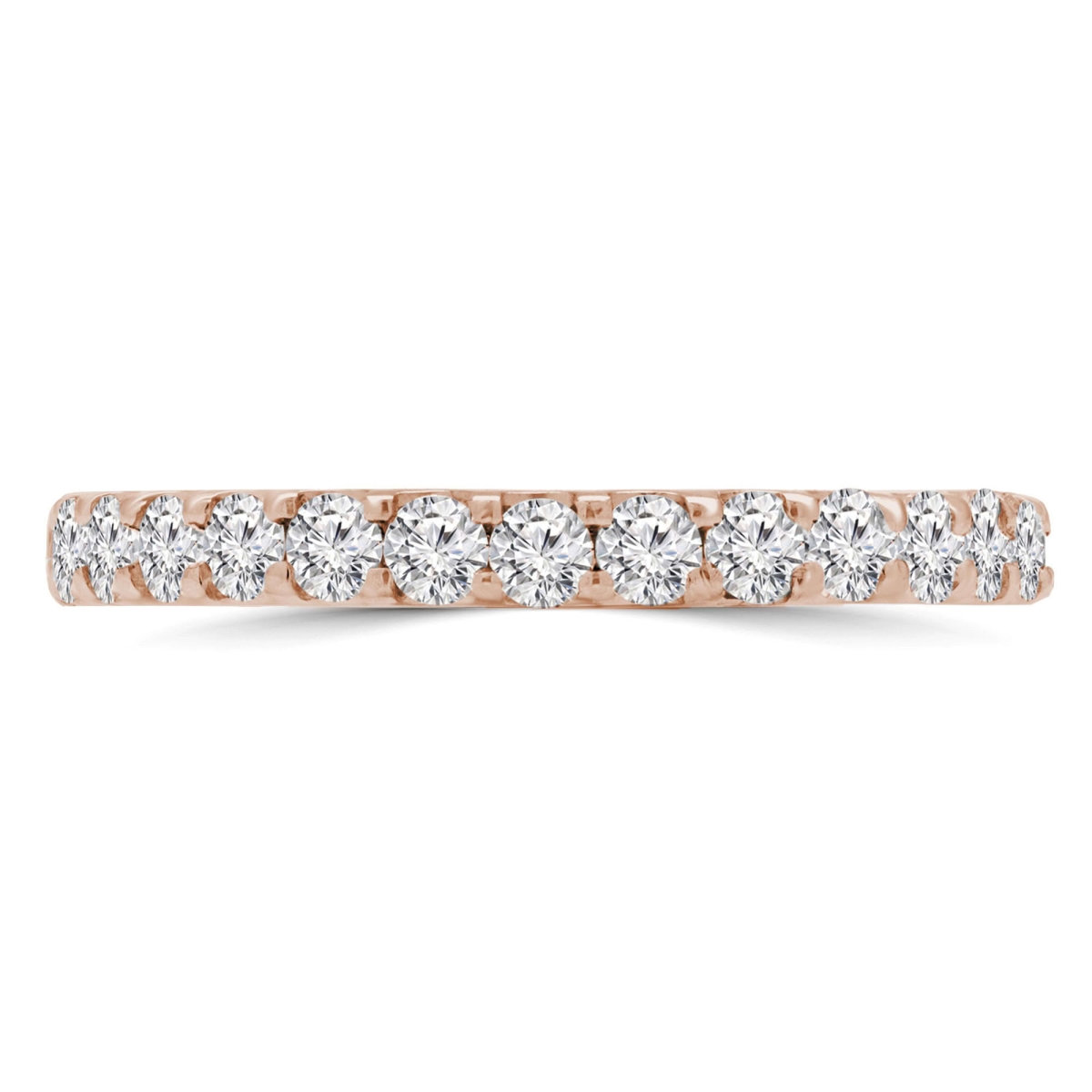 MD250077-8 0.5 CTW Round Lab Created Diamond Semi-Eternity Anniversary Wedding Band Ring - 14K Rose Gold - Size 8