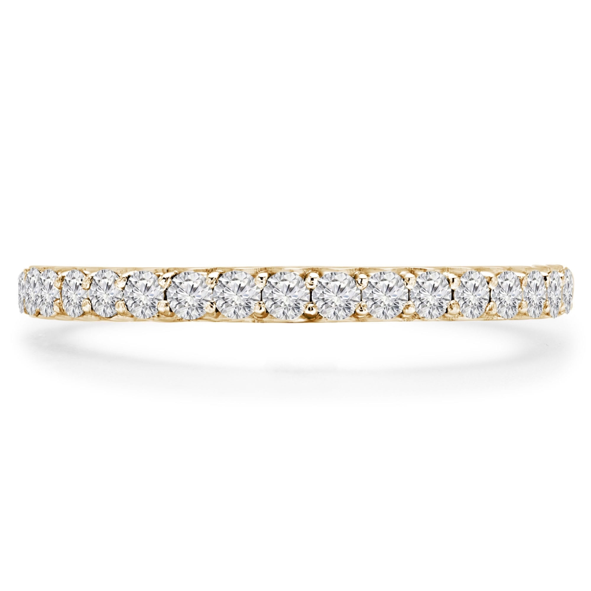 MD250238-8.5 0.4 CTW Round Lab Created Diamond 3 by 4 Way Shared-Prong Semi-Eternity Anniversary Wedding Band Ring - 14K Yellow Gold - Size 8.5