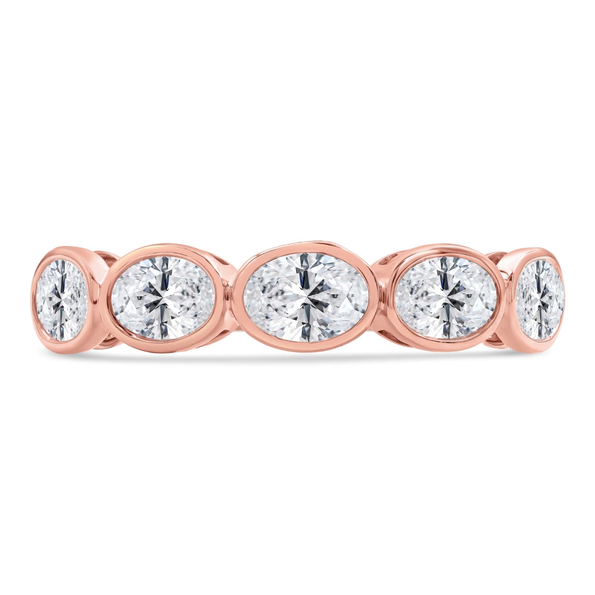 MD250255-5 1.25 CTW Oval Lab Created Diamond Bezel Set Cocktail Ring - 14K Rose Gold - Size 5