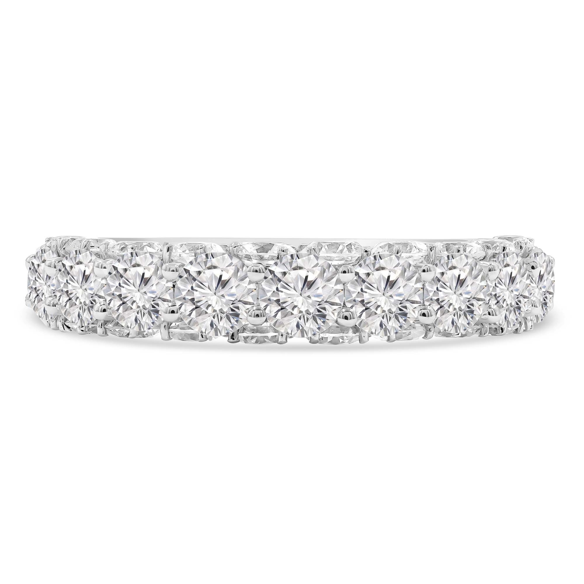 MD250268-7.5 2.25 CTW Round Diamond Shared Prong Semi-Eternity Anniversary Wedding Band Ring with Accented Profile - 18K White Gold - Size 7.5