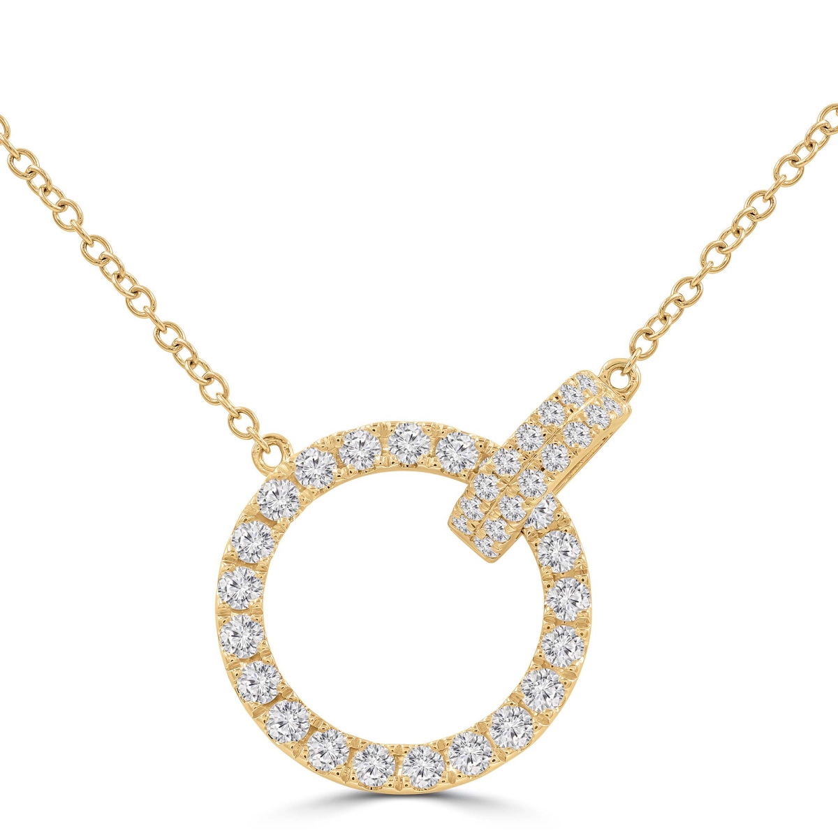 MD250367 0.8 CTW Round Diamond Circle Necklace - 18K Yellow Gold