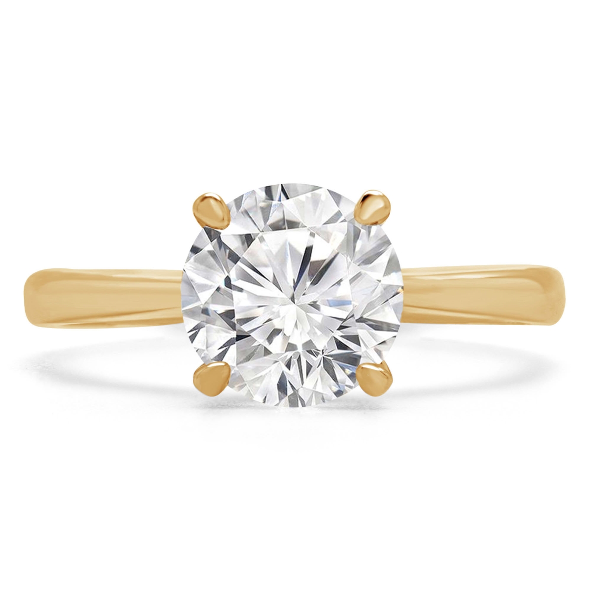 MD240433-8.5 0.4 CTW Round Diamond Cathedral Solitaire Engagement Ring - 14K Yellow Gold - Size 8.5