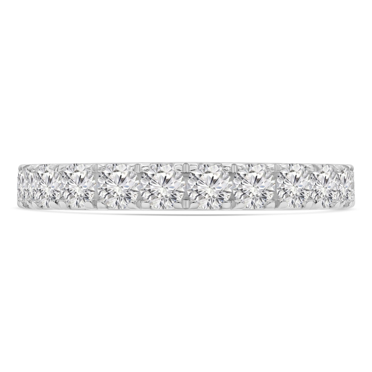 MD250057-5 1.2 CTW Round Lab Created Diamond 3 by 4 Way Semi-Eternity Anniversary Wedding Band Ring - 14K White Gold - Size 5
