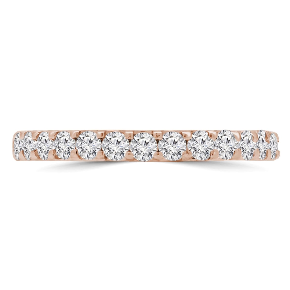 MD250077-3 0.5 CTW Round Lab Created Diamond Semi-Eternity Anniversary Wedding Band Ring - 14K Rose Gold - Size 3