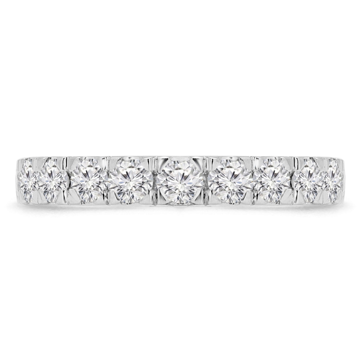 MD250219-7 0.66 CTW Round Lab Created Diamond Semi-Eternity Anniversary Wedding Band Ring - 14K White Gold - Size 7