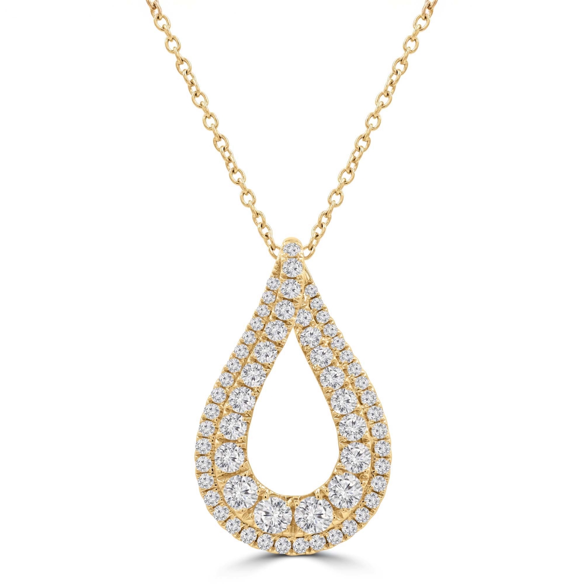 MD250332 0.6 CTW Round Diamond Teardrop Fancy Pendant Necklace - 18K Yellow Gold