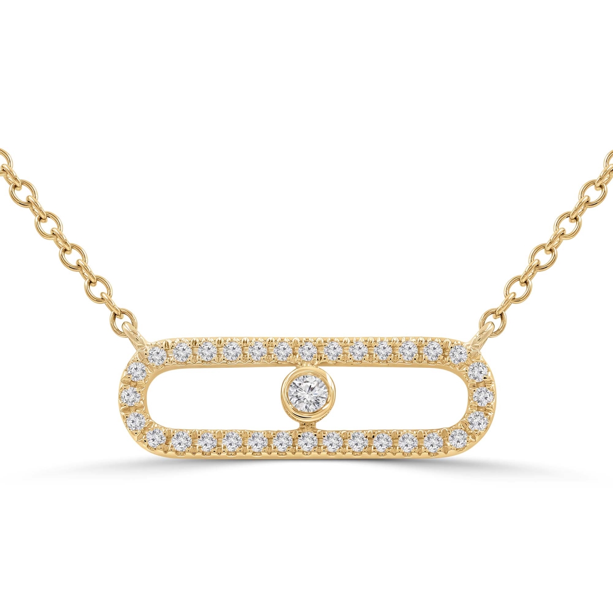 MD250342 0.2 CTW Round Diamond Paperclip Necklace - 18K Yellow Gold