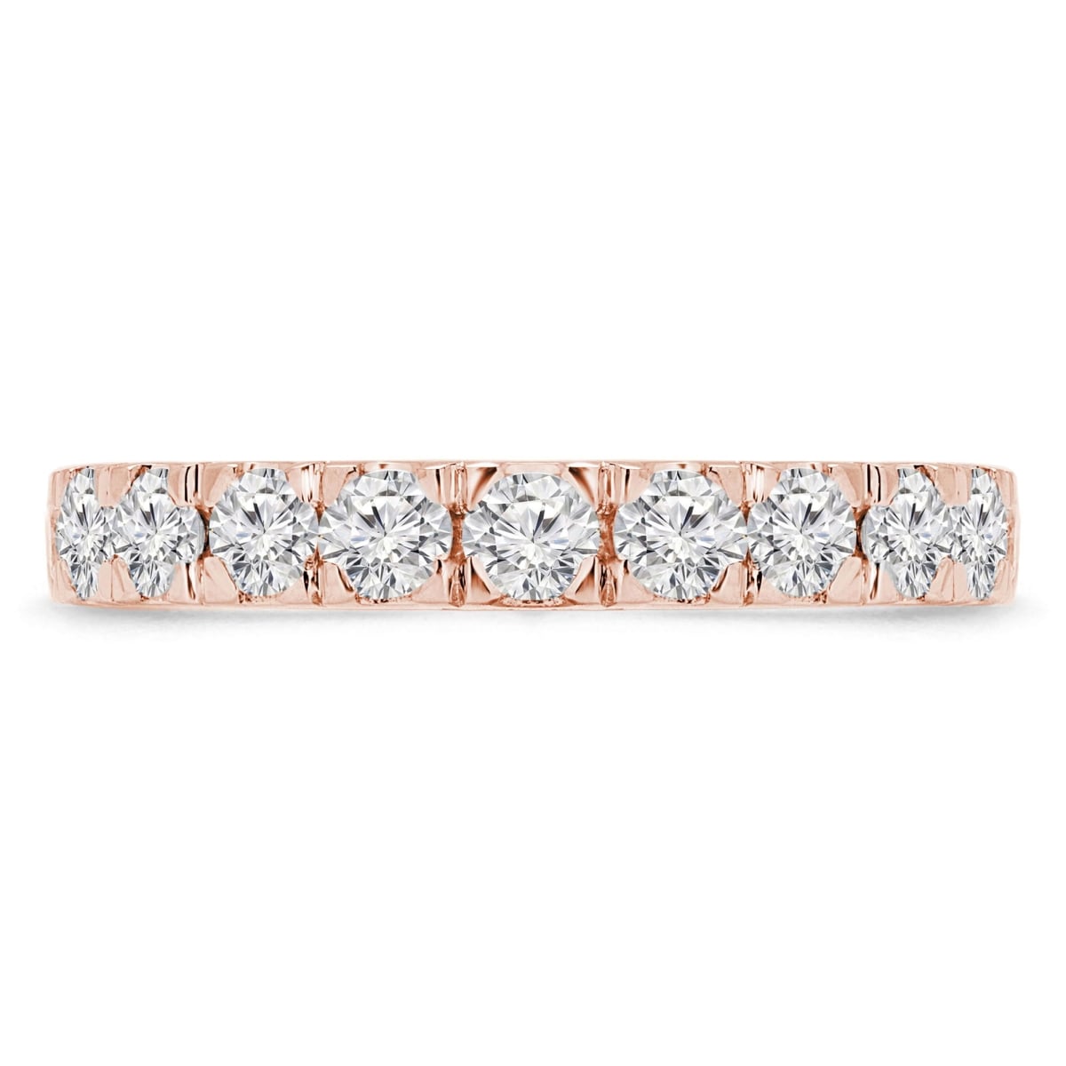 MD250055-8 0.75 CTW Round Lab Created Diamond Semi-Eternity Anniversary Wedding Band Ring - 14K Rose Gold - Size 8