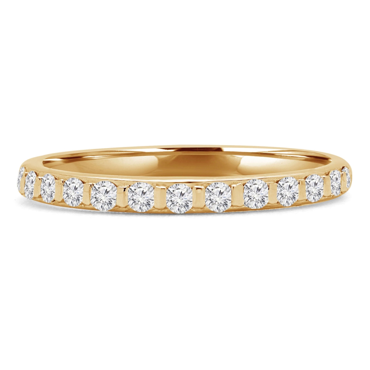MD250148-4 0.25 CTW Round Lab Created Diamond Shared-Prong Semi-Eternity Anniversary Wedding Band Ring - 14K Yellow Gold - Size 4