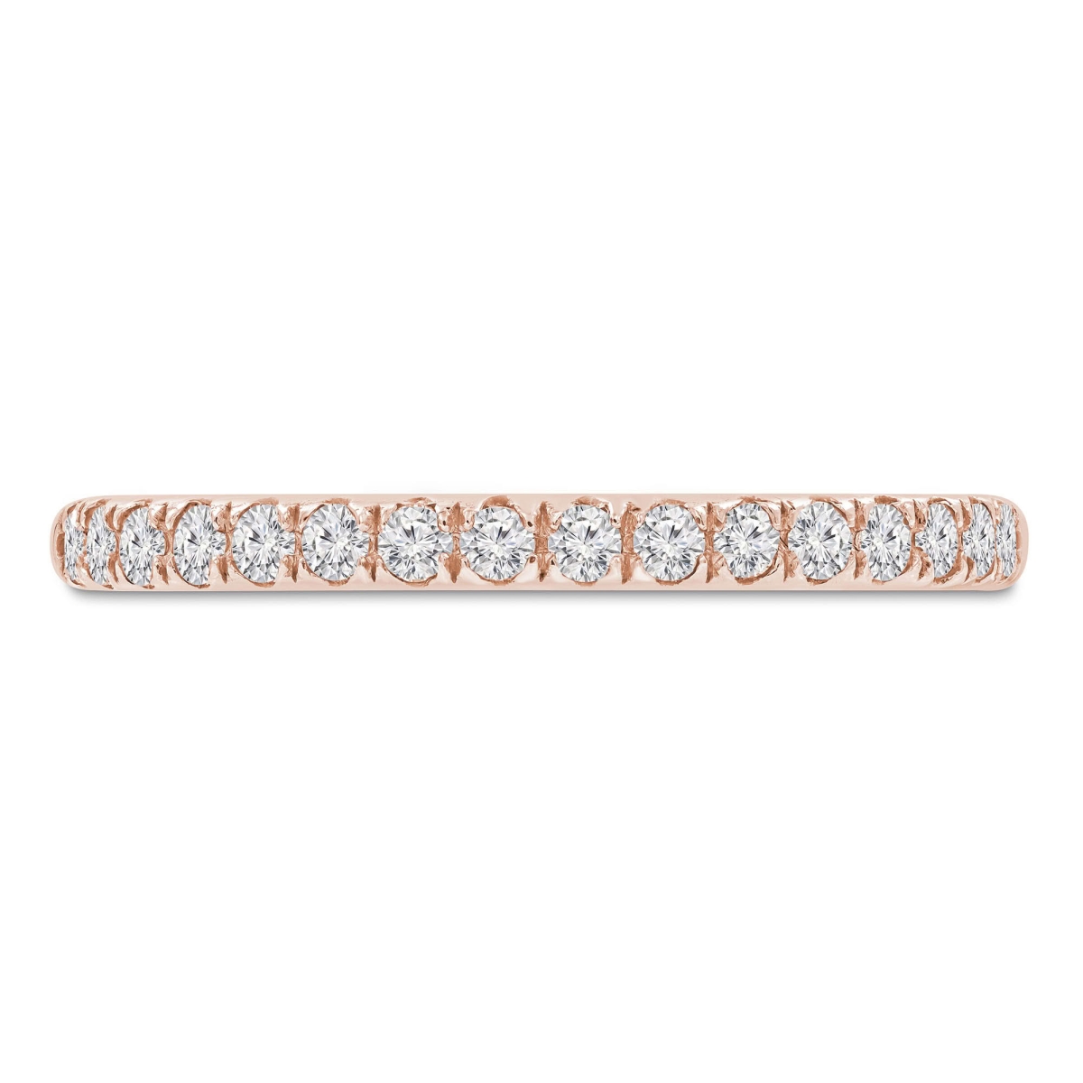 MD250050-8.5 14K Rose Gold 0.33 CTW Round Lab Created Diamond 3 by 4 Way Semi-Eternity Anniversary Wedding Band Ring - Size 8.5
