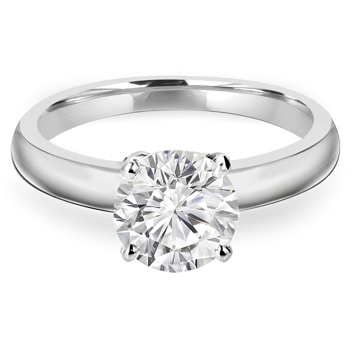MD240442-8 0.66 CTW Round Diamond Solitaire Engagement Ring - 10K White Gold - Size 8