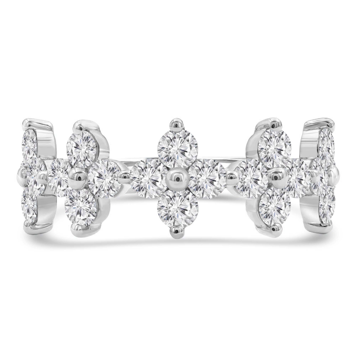 MD250244-8 1.4 CTW Round Lab Created Diamond Floral Petal Cocktail Ring - 14K White Gold - Size 8