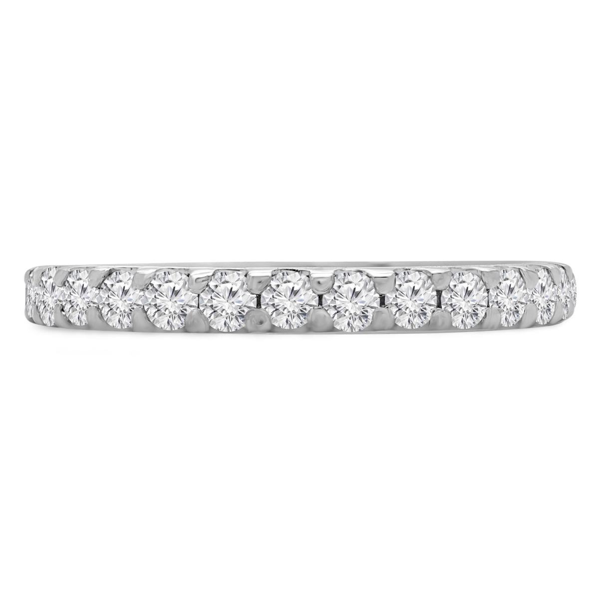 MD250221-7.5 0.75 CTW Round Lab Created Diamond 3 by 4 Way Semi-Eternity Anniversary Wedding Band Ring - 14K White Gold - Size 7.5