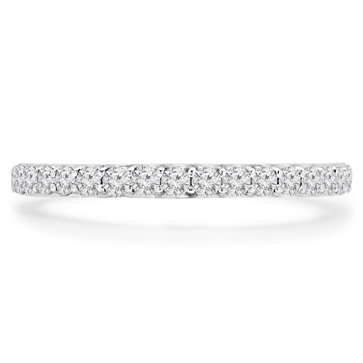 MD240418-5 0.5 CTW Round Lab Created Diamond 3 by 4 Way Semi-Eternity Anniversary Wedding Band Ring - 18K White Gold - Size 5