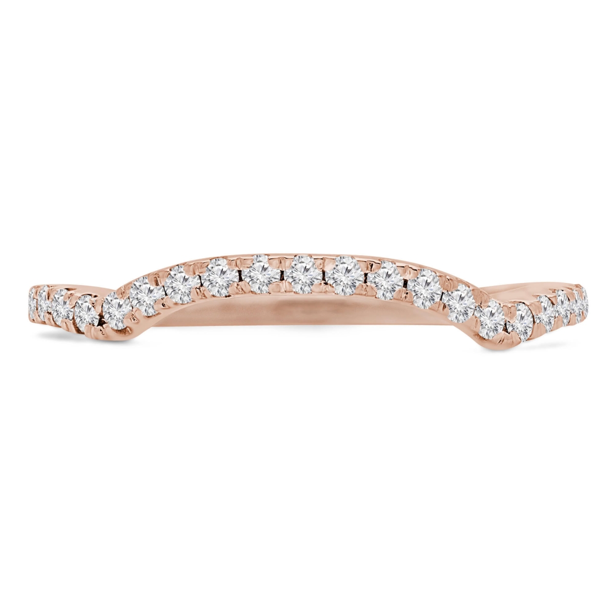 MD250062-4.5 0.25 CTW Round Lab Created Diamond Curved Semi-Eternity Anniversary Wedding Band Ring - 14K Rose Gold - Size 4.5
