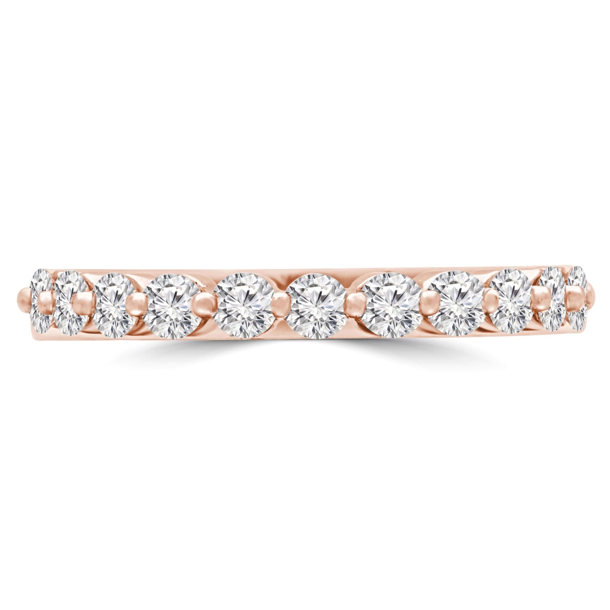 MD250075-9 0.5 CTW Round Lab Created Diamond Semi-Eternity Anniversary Wedding Band Ring - 14K Rose Gold - Size 9