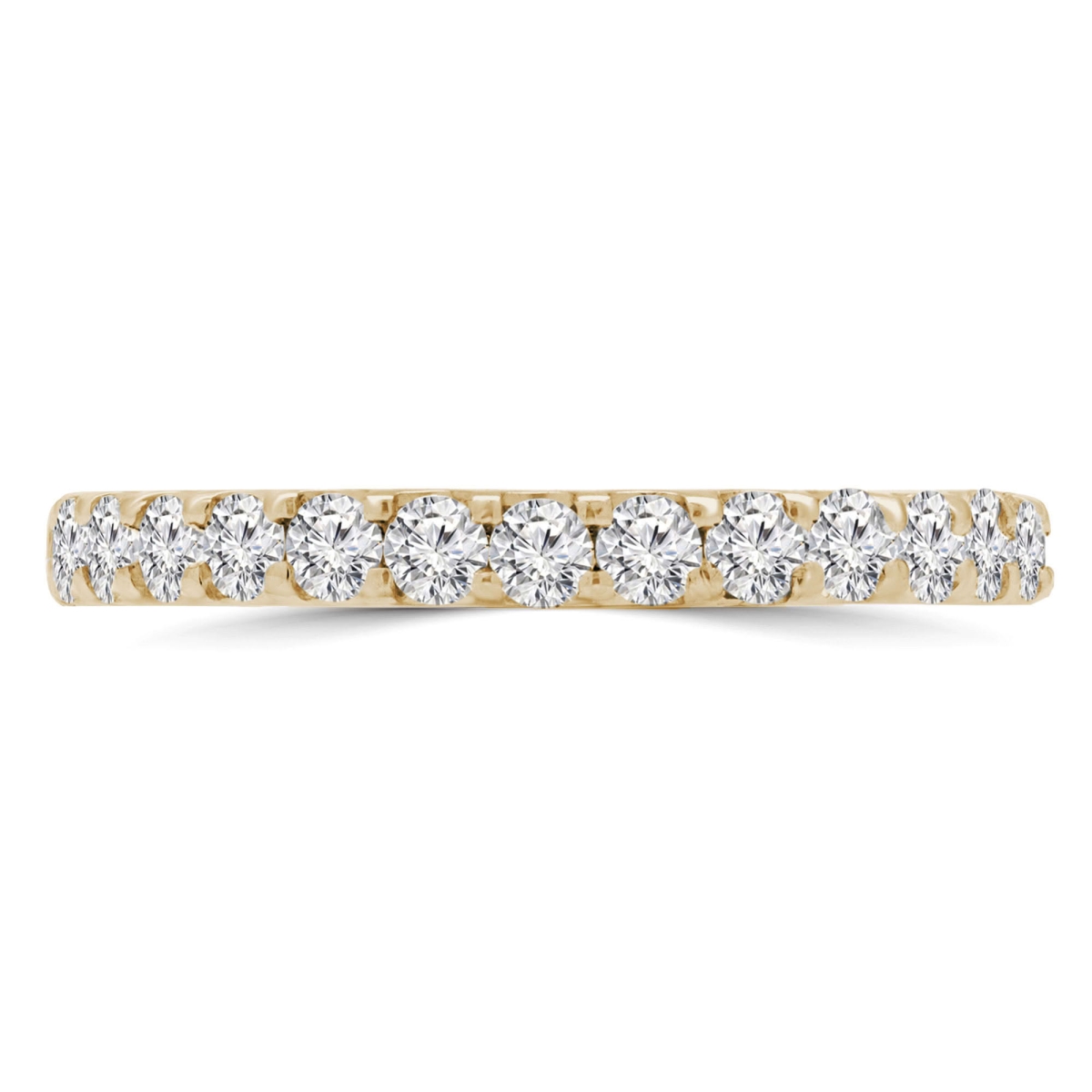 MD250078-3.5 0.5 CTW Round Lab Created Diamond Semi-Eternity Anniversary Wedding Band Ring - 14K Yellow Gold - Size 3.5