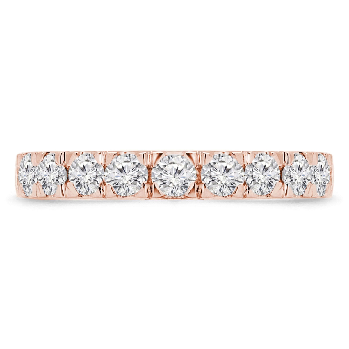 MD250055-7.5 0.75 CTW Round Lab Created Diamond Semi-Eternity Anniversary Wedding Band Ring - 14K Rose Gold - Size 7.5