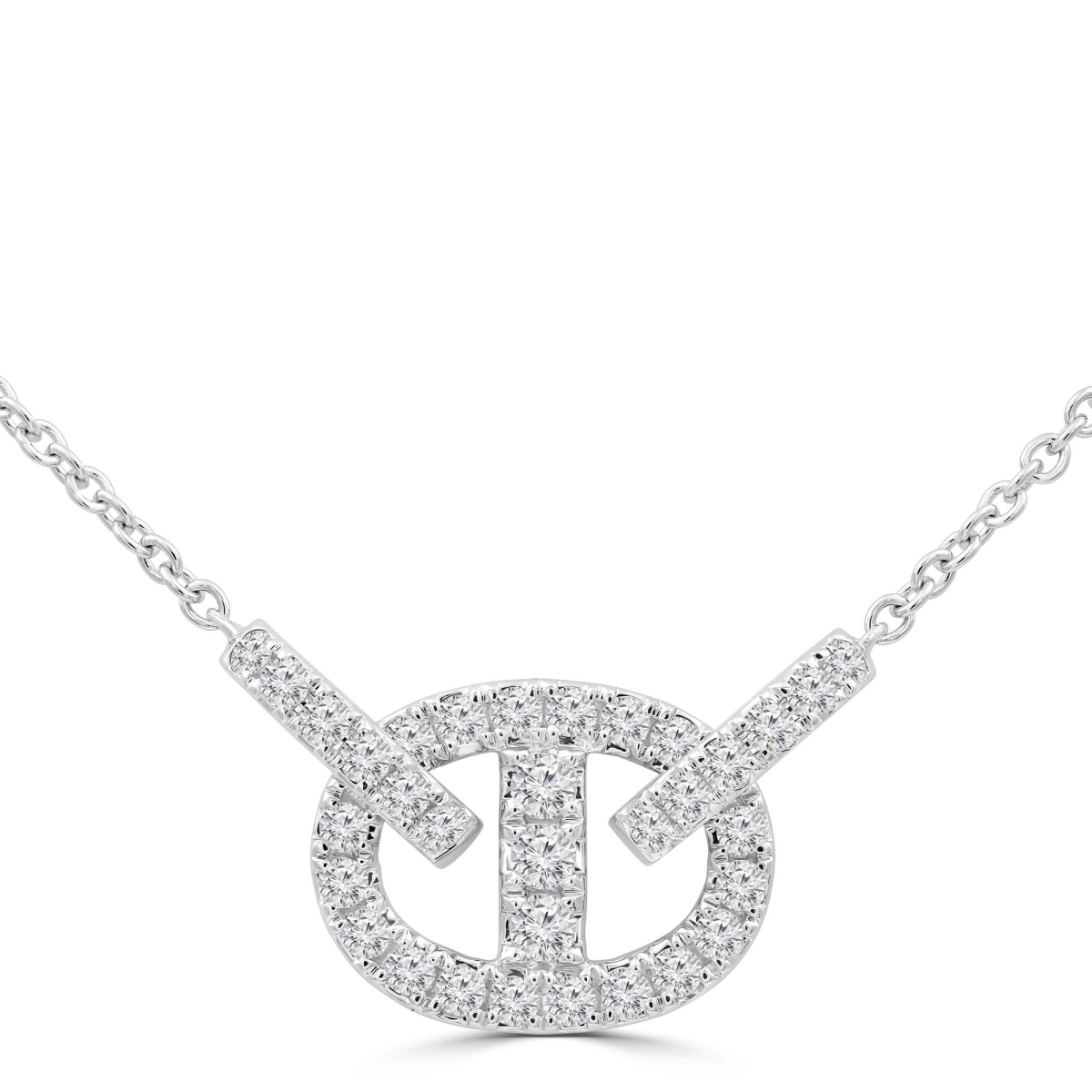 MD250334 0.5 CTW Round Diamond Necklace - 18K White Gold