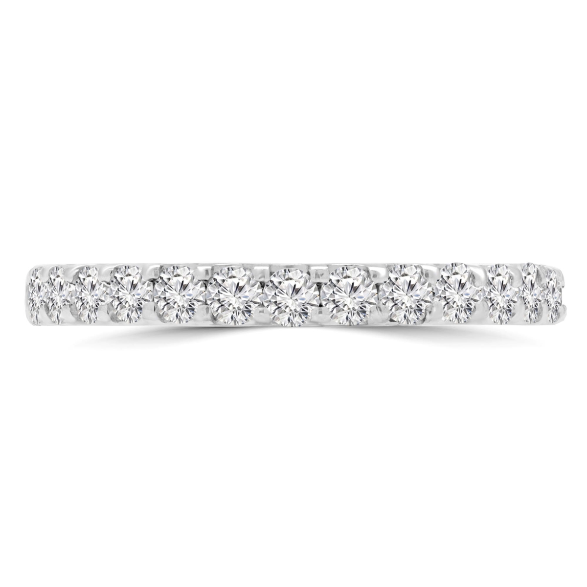 MD250220-3 0.5 CTW Round Lab Created Diamond Semi-Eternity Anniversary Wedding Band Ring - 14K White Gold - Size 3