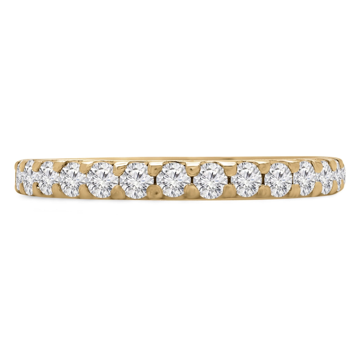 MD240455-P 0.6 CTW Round Lab Created Diamond Shared Prong Semi-Eternity Anniversary Wedding Band Ring - 14K Yellow Gold - Size 4 to 9