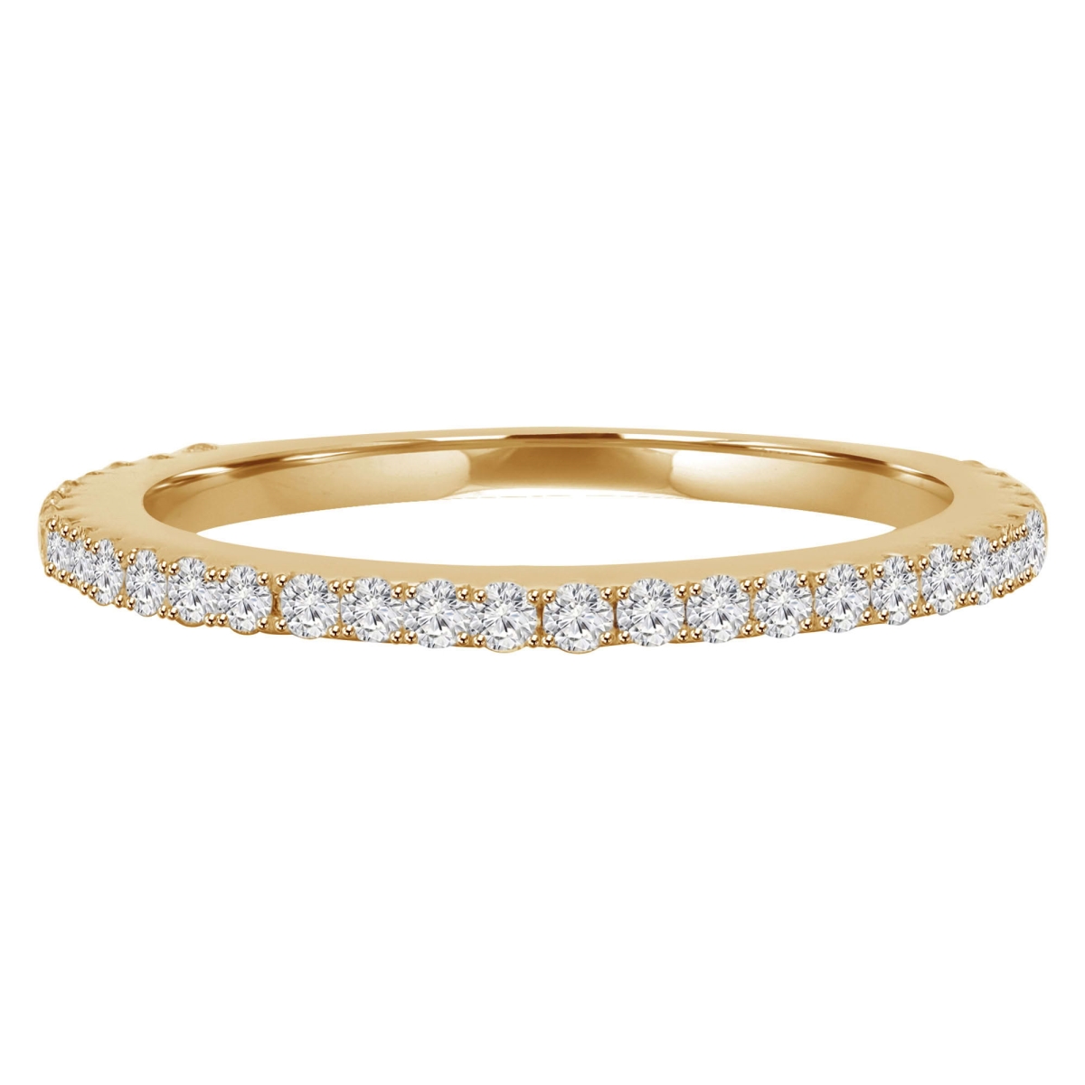 MD250052-7.5 0.33 CTW Round Lab Created Diamond 3 by 4 Way Semi-Eternity Anniversary Wedding Band Ring - 14K Yellow Gold - Size 7.5