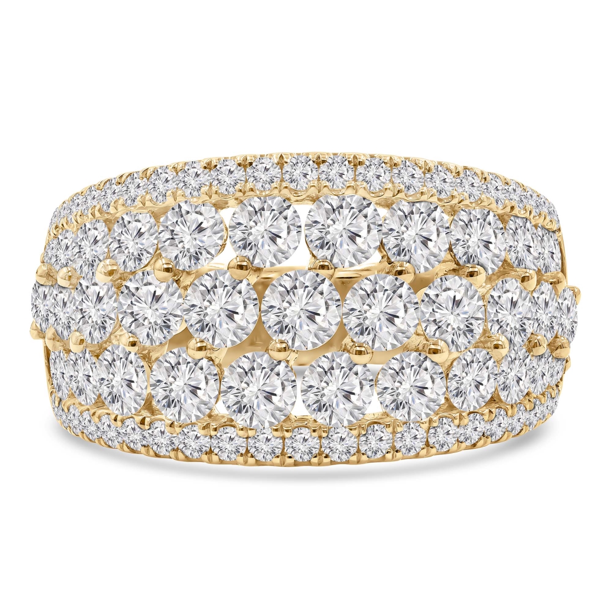MD250277-4.5 2.75 CTW Round Diamond Multi-Row Cocktail Ring - 18K Yellow Gold - Size 4.5