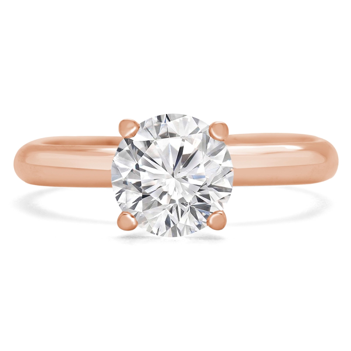 MD250011-4 1.1 CTW Round Lab Created Diamond Solitaire Engagement Ring - 14K Rose Gold - Size 4