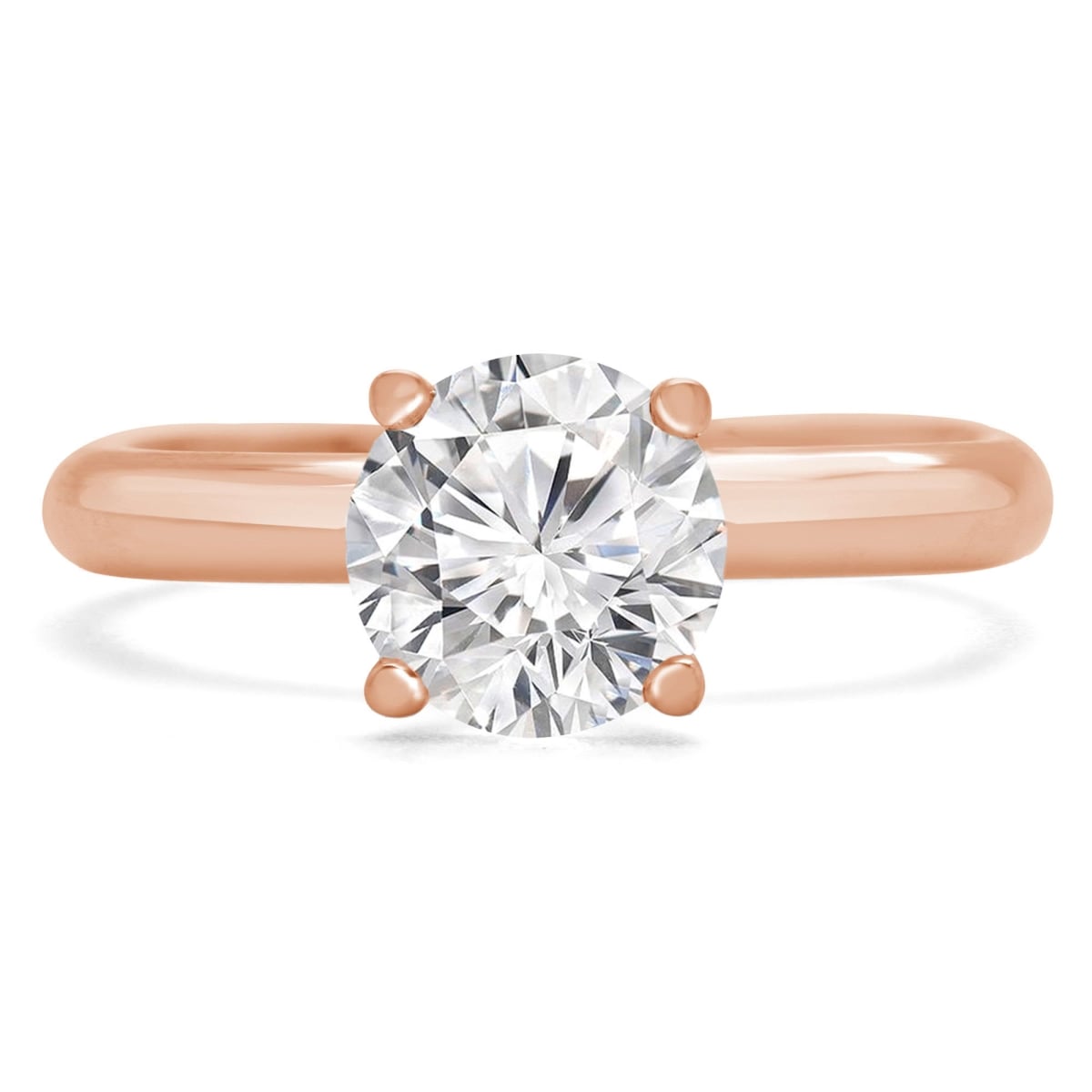 MD250011-4.5 1.1 CTW Round Lab Created Diamond Solitaire Engagement Ring - 14K Rose Gold - Size 4.5