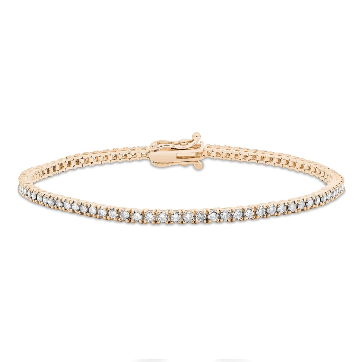 MD240445 2.6 CTW Round Lab Created Diamond Tennis Bracelet - 14K Yellow Gold