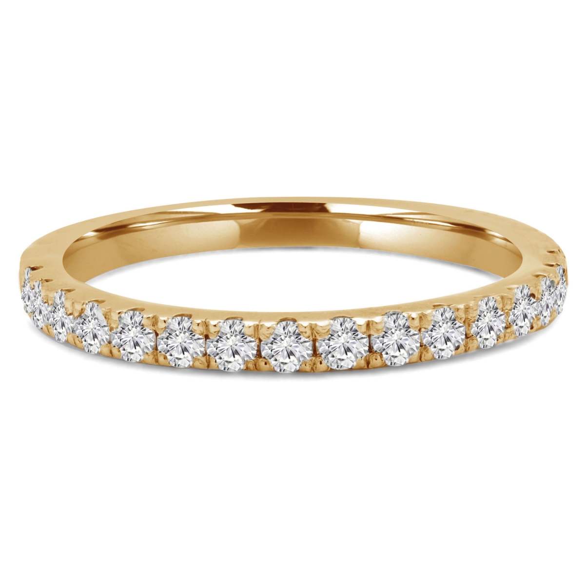 MD250073-7.5 0.25 CTW Round Lab Created Diamond Semi-Eternity Anniversary Wedding Band Ring - 14K Yellow Gold - Size 7.5