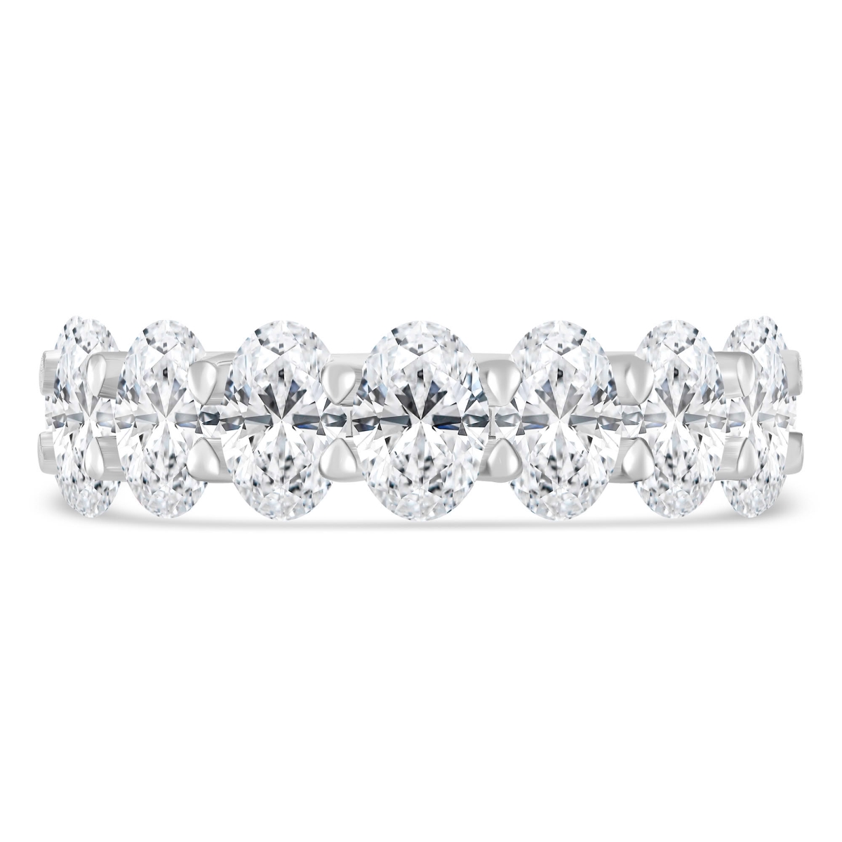 MD250222-7.5 5.37 CTW Oval Lab Created Diamond Shared-Prong Eternity Anniversary Wedding Band Ring - 14K White Gold - Size 7.5