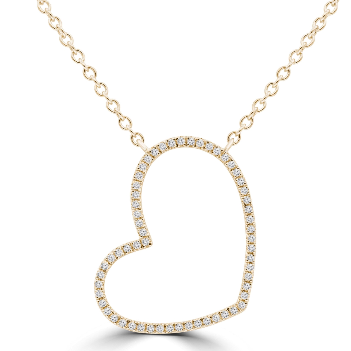 MD250351 0.12 CTW Round Diamond Heart Necklace - 18K Yellow Gold