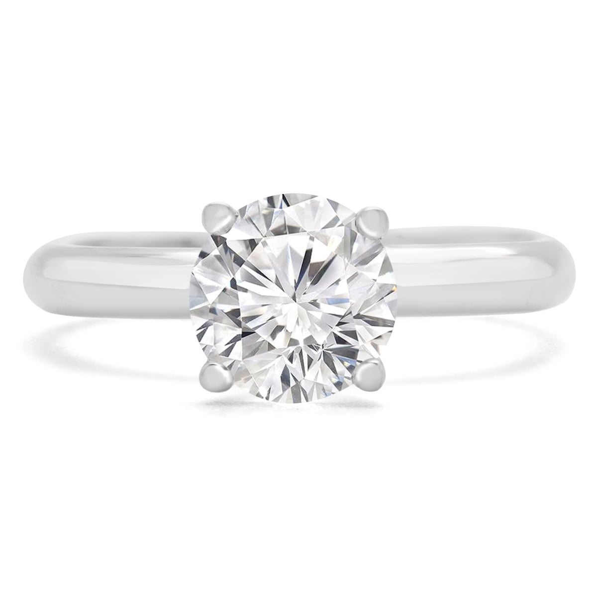 MD250237-3.5 1.6 CTW Round Lab Created Diamond Solitaire Engagement Ring - 18K White Gold - Size 3.5