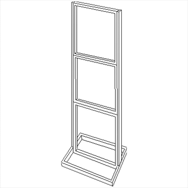 22 x 28 in. Triple Bulletin Sign Holder, Chrome