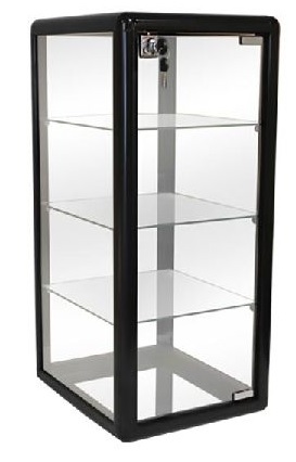 Picture of AMKO F-1302-B 14 x 27 in. Glass Countertop Showcase Tower Display Case&#44; Black