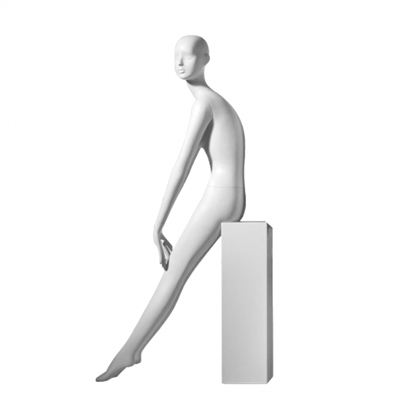 KATE-4 Realistic Wood Stool Female Mannequin, Matte White