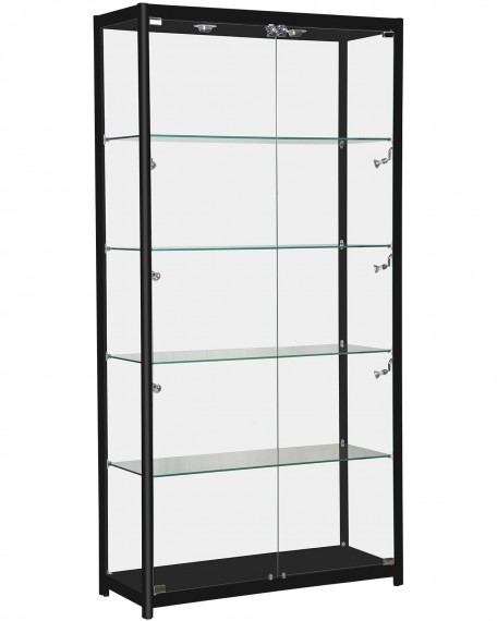 KDLC1000-BK Rectangular Aluminum Frame Showcase Display Case, Black