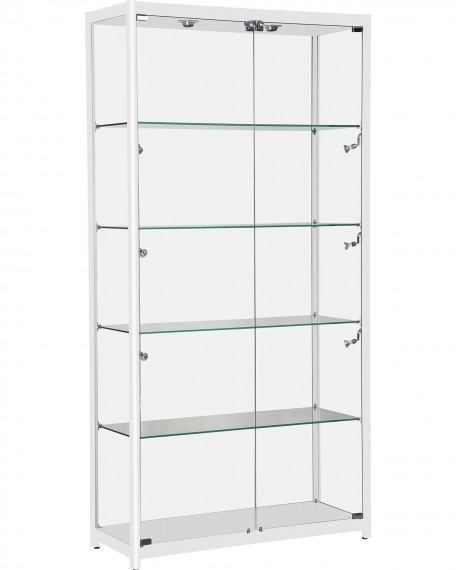 KDLC1000-WH Rectangular Aluminum Frame Showcase Display Case, White