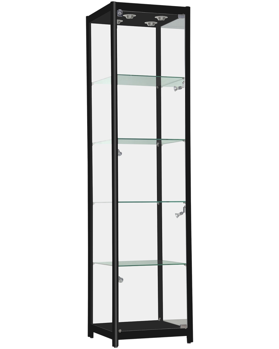 KDLC500-BK Square Aluminum Frame Showcase Display Case, Black