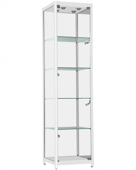KDLC500-WH Square Aluminum Frame Showcase Display Case, White