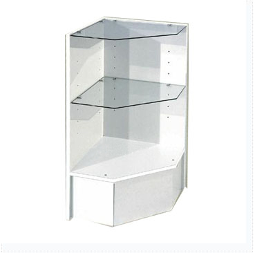Pentagonal Corner with Glass Shelf, White