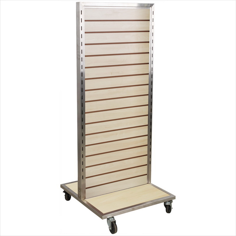 1 Panel 2-Sided Slatwall Merchandiser with Aluminum Inserts, Satin Nickel