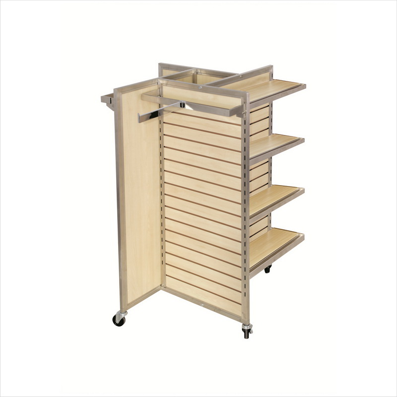 4 Panel Pin Wheel Merchandiser with Aluminum Inserts, Satin Nickel