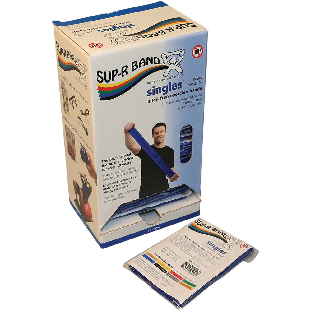 CanDo FAB106374 5 ft. Sup-R Band Latex-Free Strips, Blue - 30 Piece
