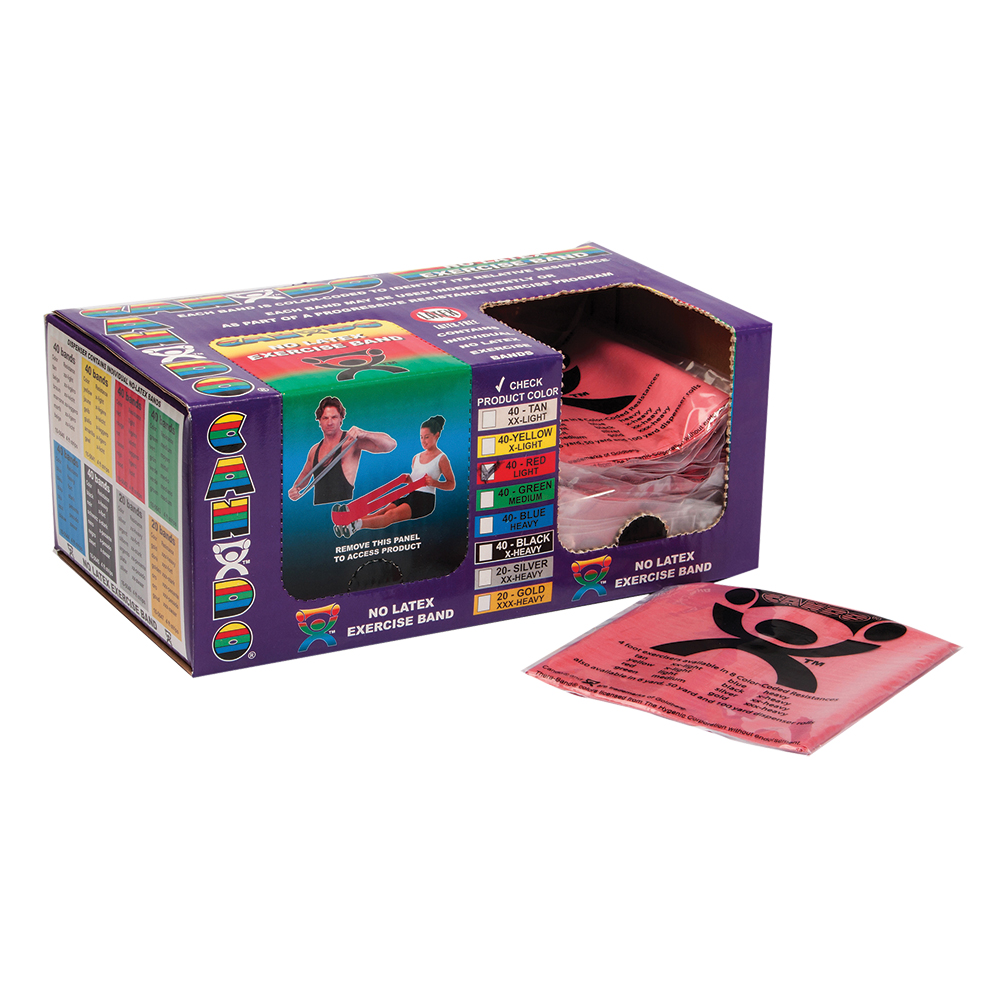 FAB580RD 4 ft. Cando Latex-Free Exercise Band, Red - Light - 40 per Box