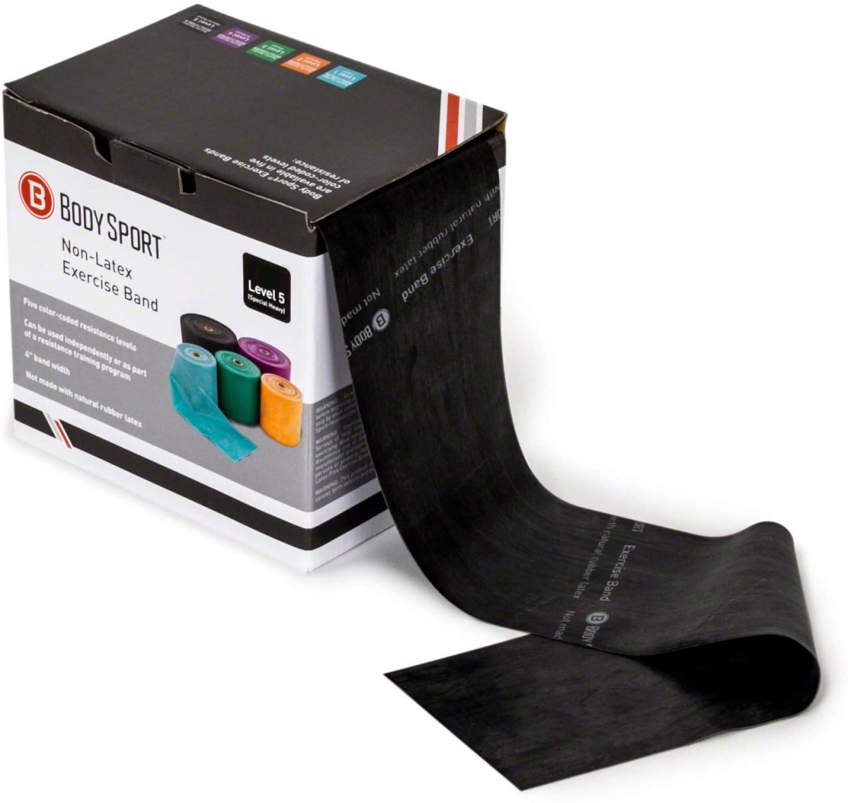 Picture of Body Sport BDS5FTBLK 5 ft. Resistance Band&#44; Special Heavy Resistance&#44; Black - 5 in. Wide - 30 Per Dispenser Box