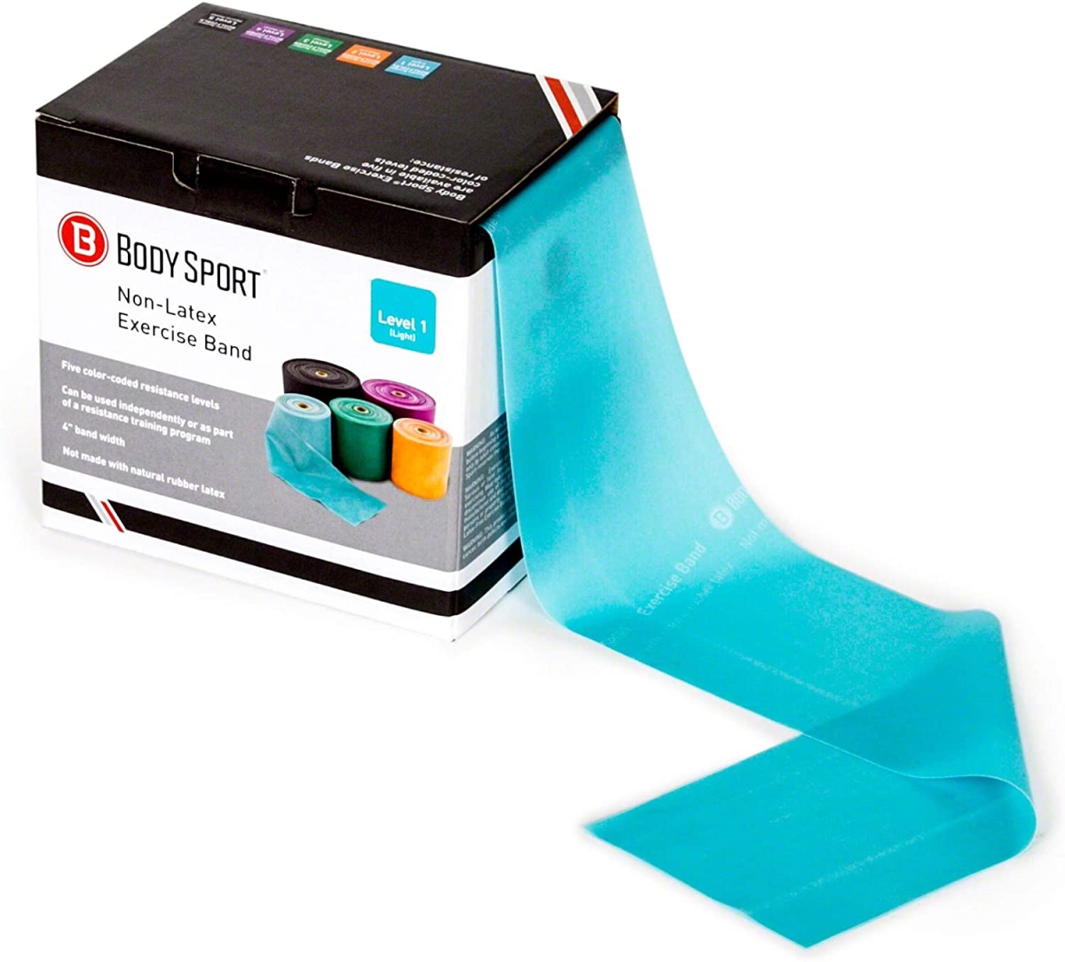 Picture of Body Sport BDS5FTLBL 5 ft. Resistance Band - Light Resistance&#44; Light Blue - 5 in. Wide - 30 Per Dispenser Box