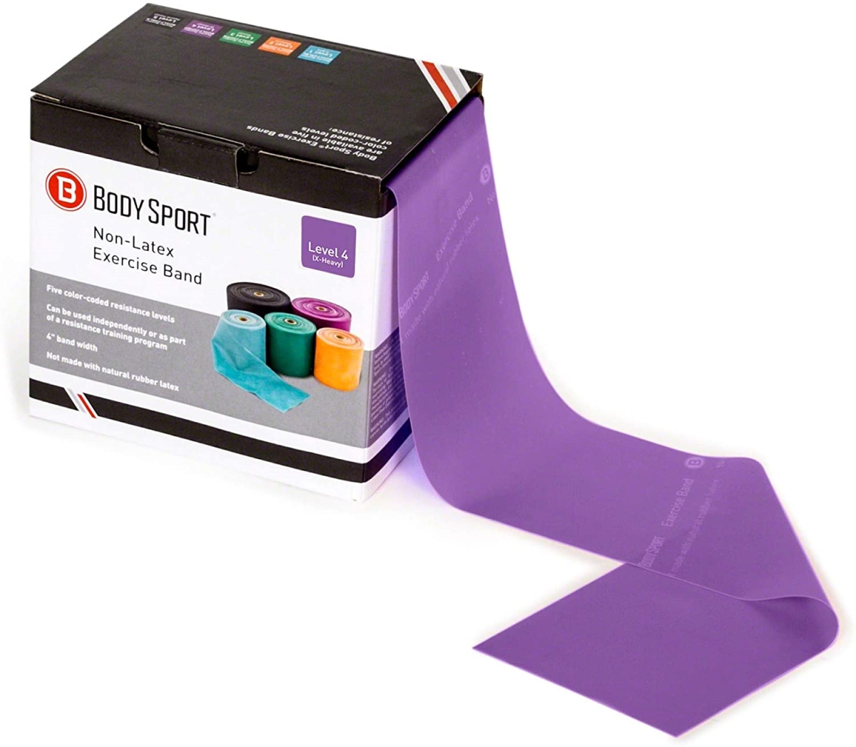 Picture of Body Sport BDS5FTPRP 5 ft. Resistance Band - Extra Heavy Resistance&#44; Purple - 5 in. Wide - 30 Per Dispenser Box