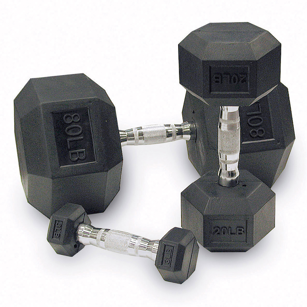 Body-Solid BSD15230LB 30 lbs Rubber Coated Hex Dumbbells